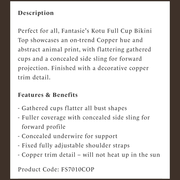 Fantasie Kotu Full Cup Bikini Top - Sz 32J US - Picture 10 of 11